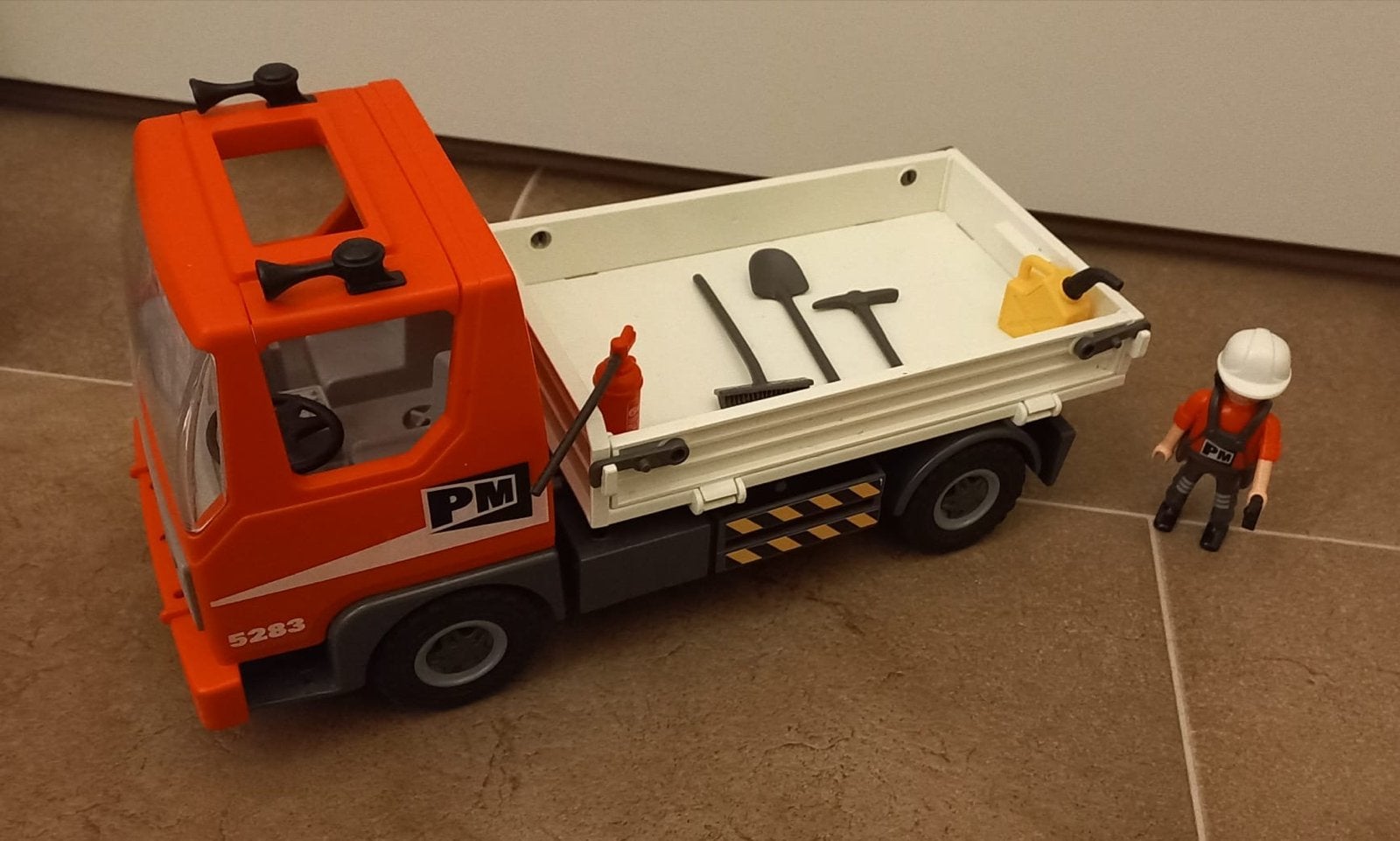 Playmobil 5283 Vrachtwagen met bouwvakker en accessoires, Kinderen en Baby's, Gebruikt, Voertuig, Overige series, Complete set