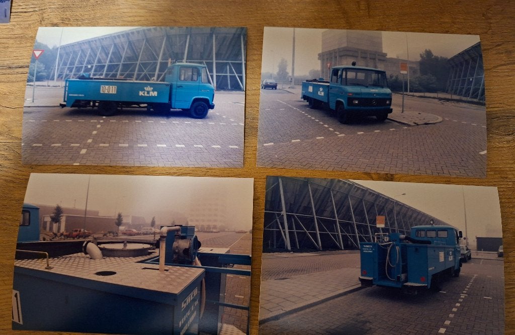 4 originele KLM drinkwaterwagens foto's, Verzamelen, Ophalen of Verzenden, Zo goed als nieuw, Kaart, Foto of Prent