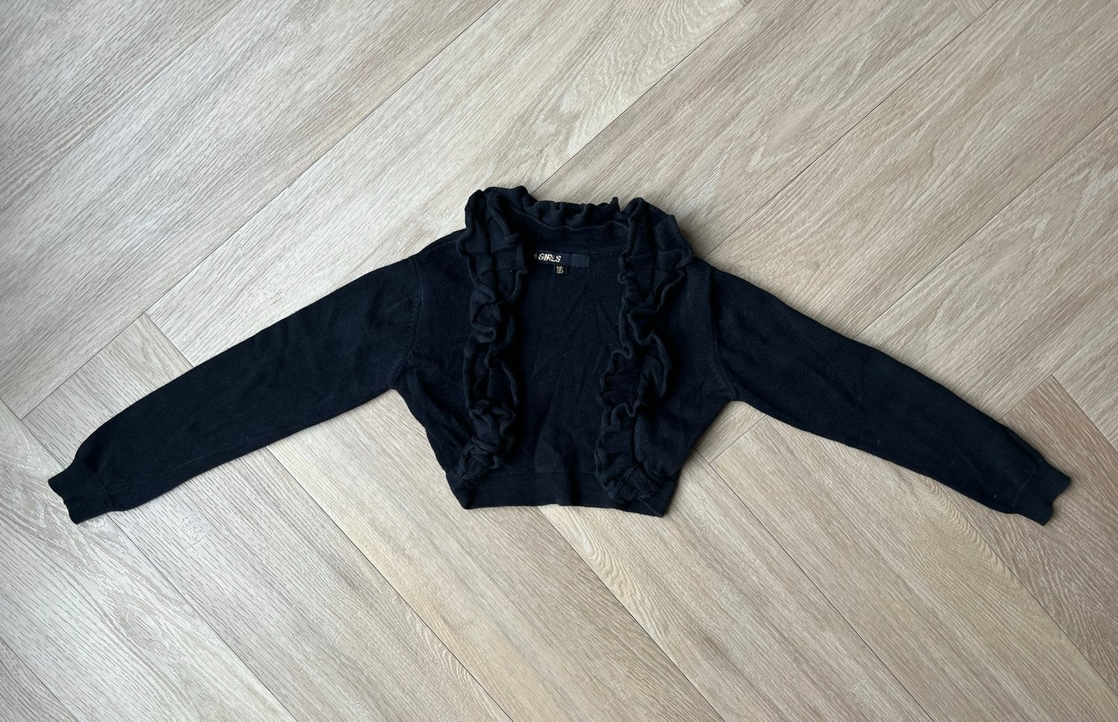 Bolero, met ruches, zwart, maat 116, Ophalen of Verzenden, Zo goed als nieuw, Meisje