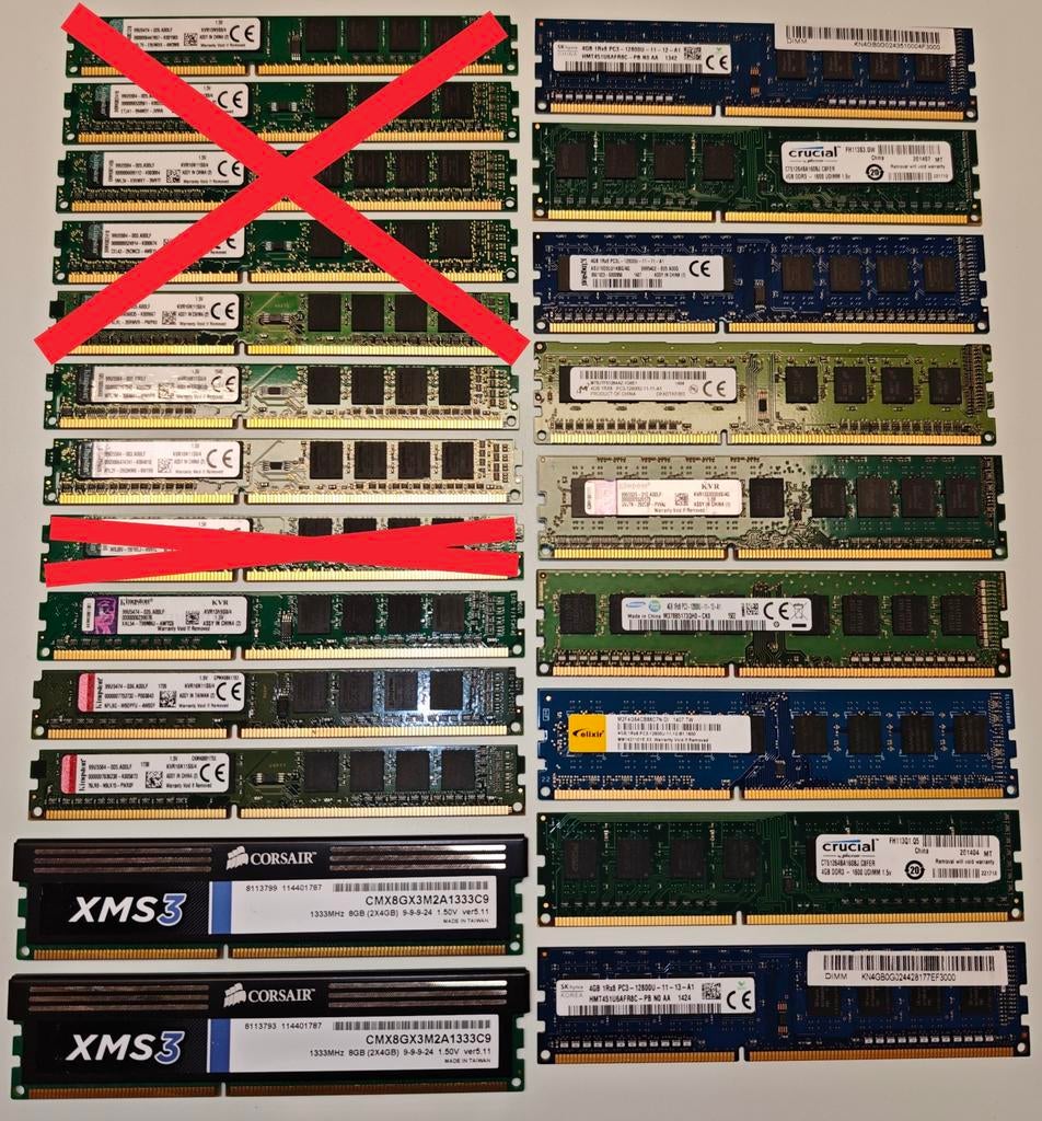 16x 4GB DDR3 desktop RAM geheugen €5/stuk, Computers en Software, RAM geheugen, Ophalen of Verzenden, DDR3, Desktop