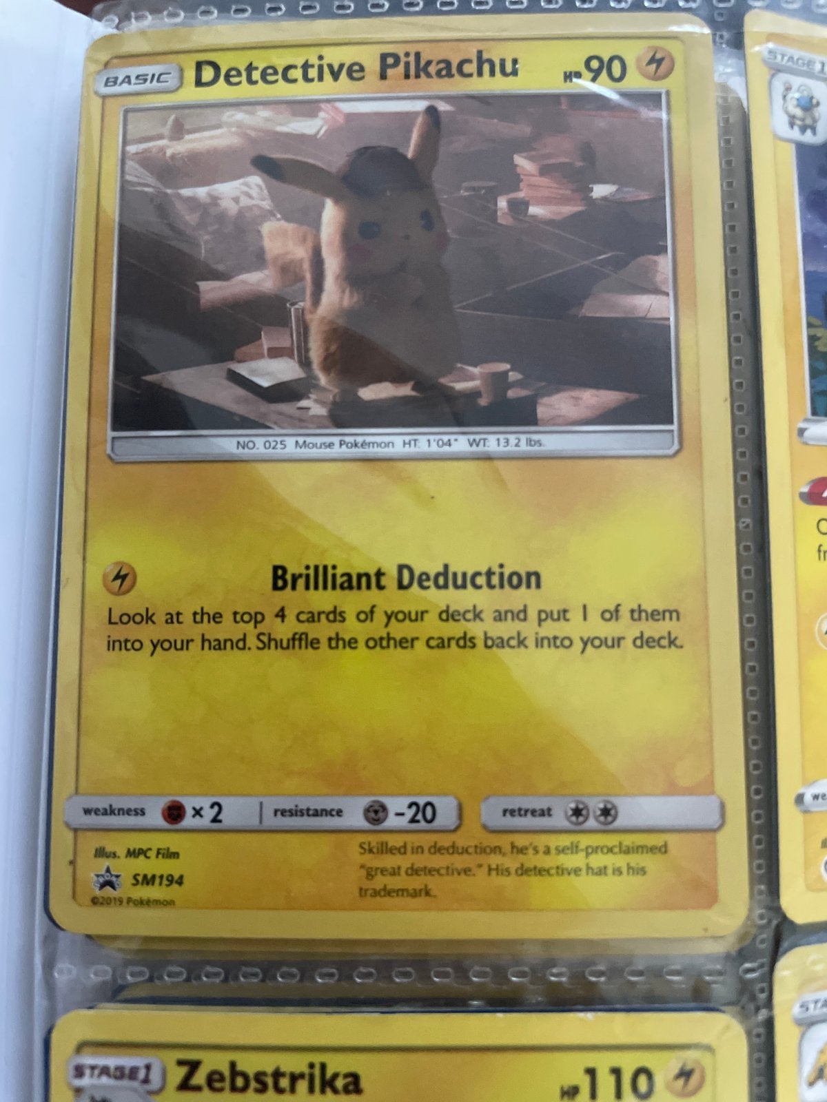 Detective Pikachu Pokémon Kaart - SM194 - Prima Staat, Ophalen of Verzenden, Zo goed als nieuw, Losse kaart