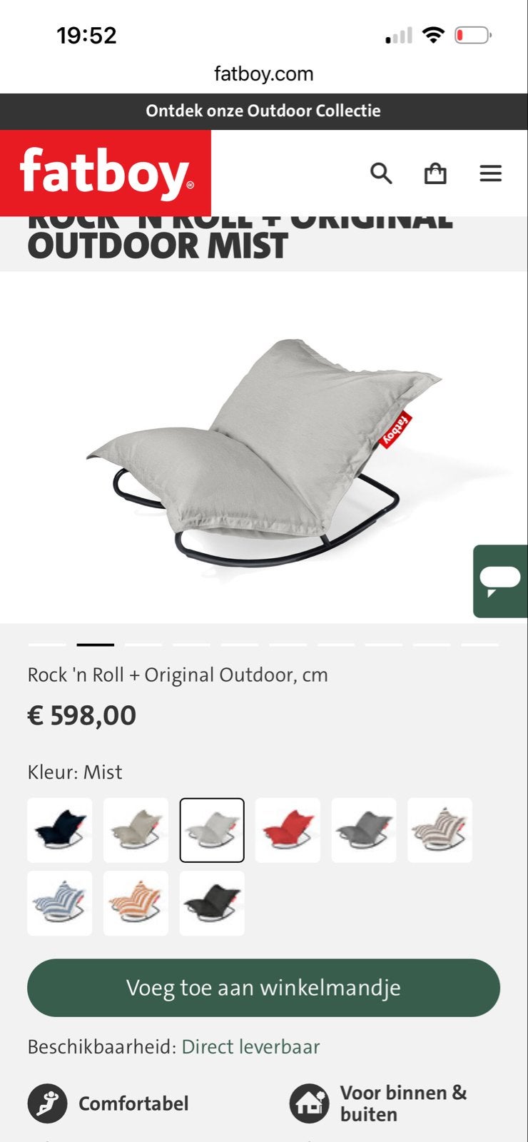 Fatboy Rock 'n Roll - kleur licht grijs, Ophalen, Twee, Overige kleuren, Zo goed als nieuw