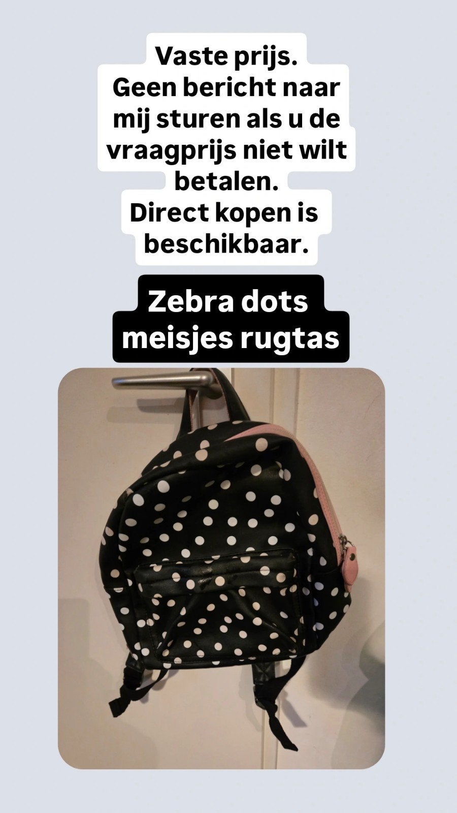 Zebra rugtas met stippen - meisjes, Ophalen of Verzenden