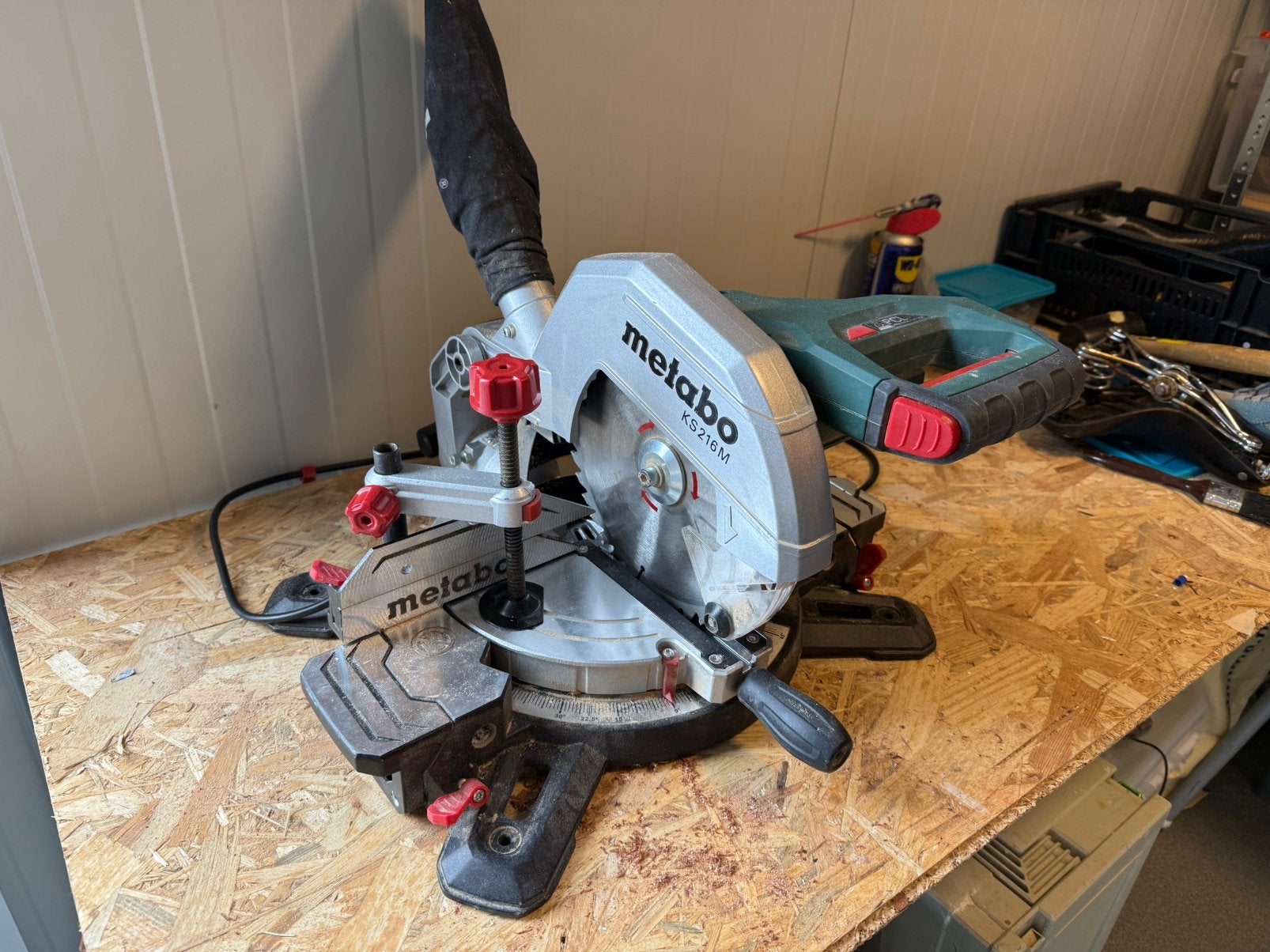 Metabo KS216M afkortzaag, Ophalen, Zo goed als nieuw, Afkortzaag, 30 tot 70 mm