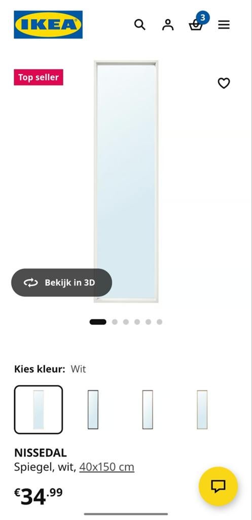 Nissedal spiegel van ikea, Ophalen, Zo goed als nieuw