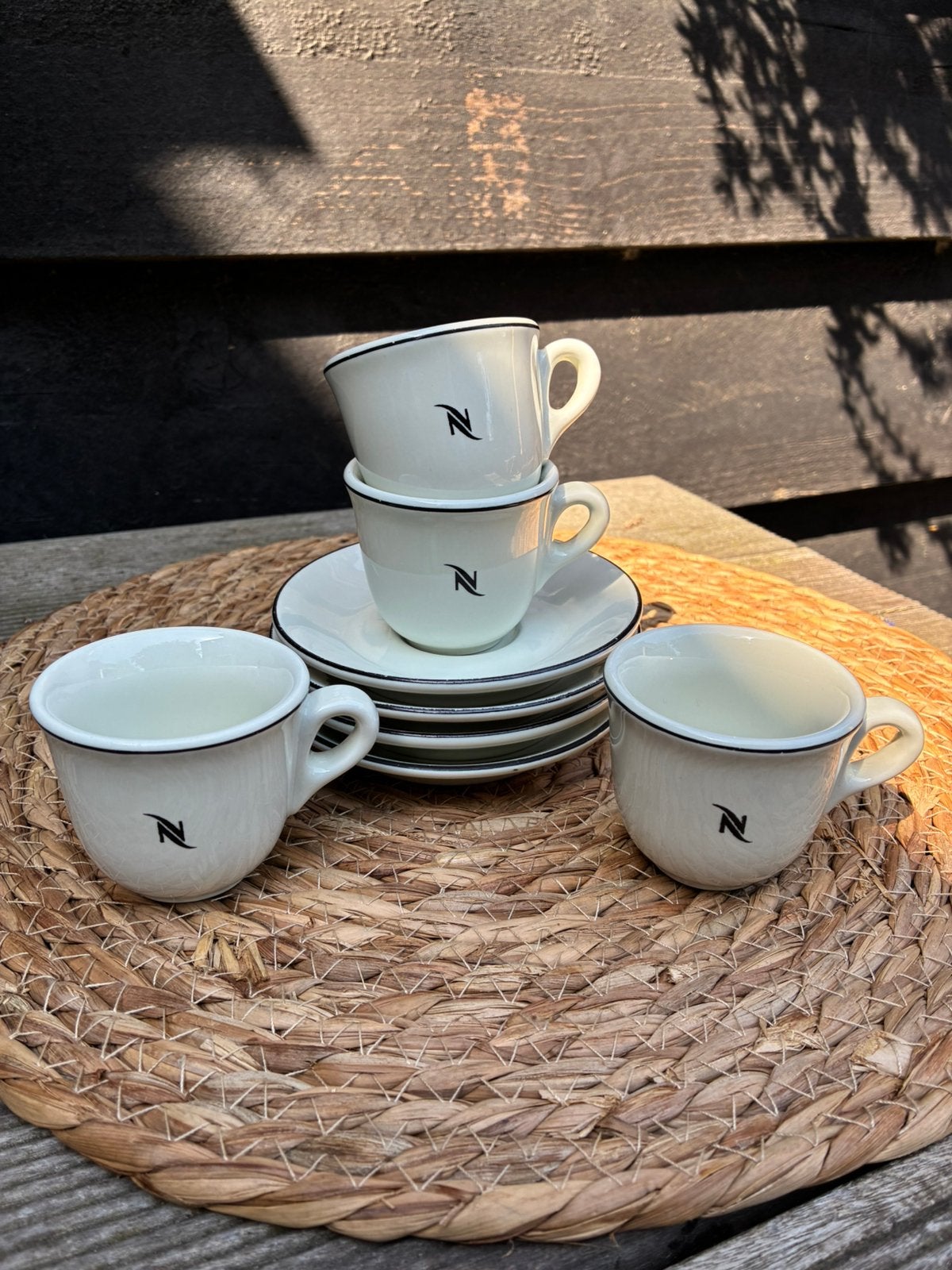 4 Vintage Nespresso kop en schotel, Ophalen of Verzenden