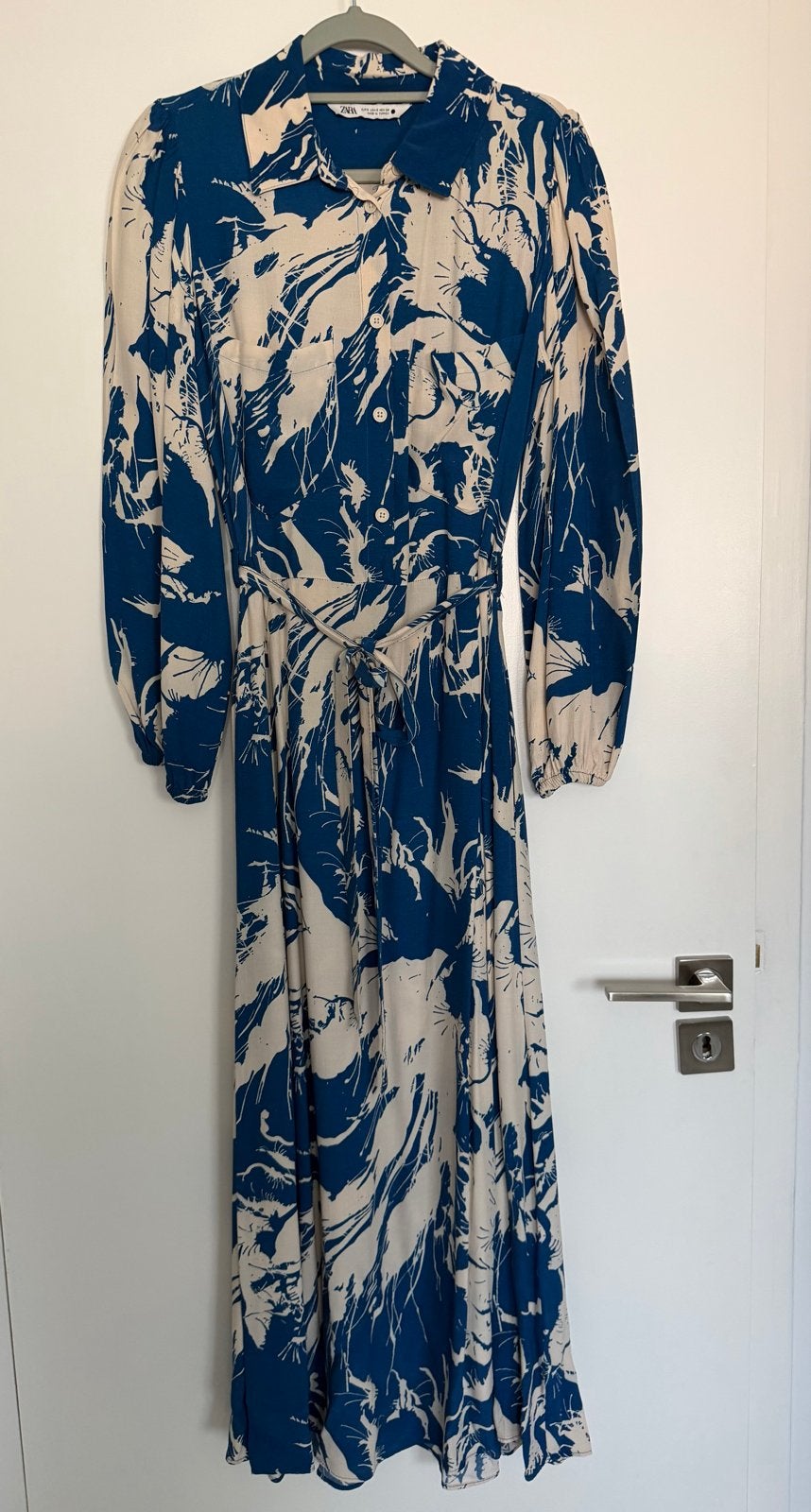 Zara maxi jurk met print - Maat S zo goed als nieuw, Blauw, Ophalen of Verzenden, Zo goed als nieuw, Maat 36 (S)