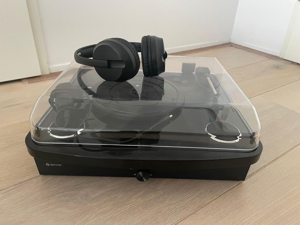 Denver VPL-120 Platenspeler met Hoofdtelefoon - Zwart, Ophalen, Zo goed als nieuw, Platenspeler, Overige merken