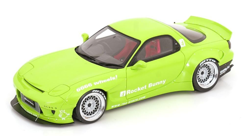 OttoMobile 1:18 Mazda RX7 FD3S Rocket Bunny 2015 groen, Hobby en Vrije tijd, Modelauto's | 1:18, Ophalen of Verzenden, Nieuw, Auto
