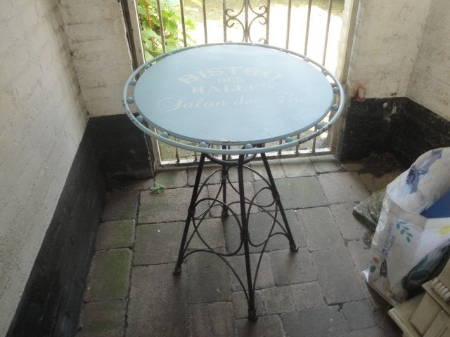 bistrotafeltje  lavendel blauw met tekst, Tuin en Terras, Ophalen, Nieuw
