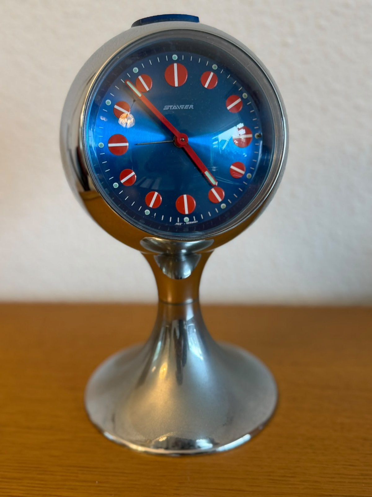 Space Age Clock from Steiger, West Germany, Ophalen, Vintage, Zo goed als nieuw, Staande klok