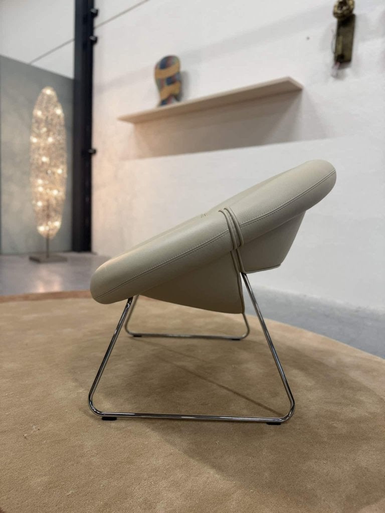Showmodel Leolux Mimas Fauteuil leer off White design stoel, Huis en Inrichting, Leolux, Info@leolux.nl, Nieuw, 75 tot 100 cm