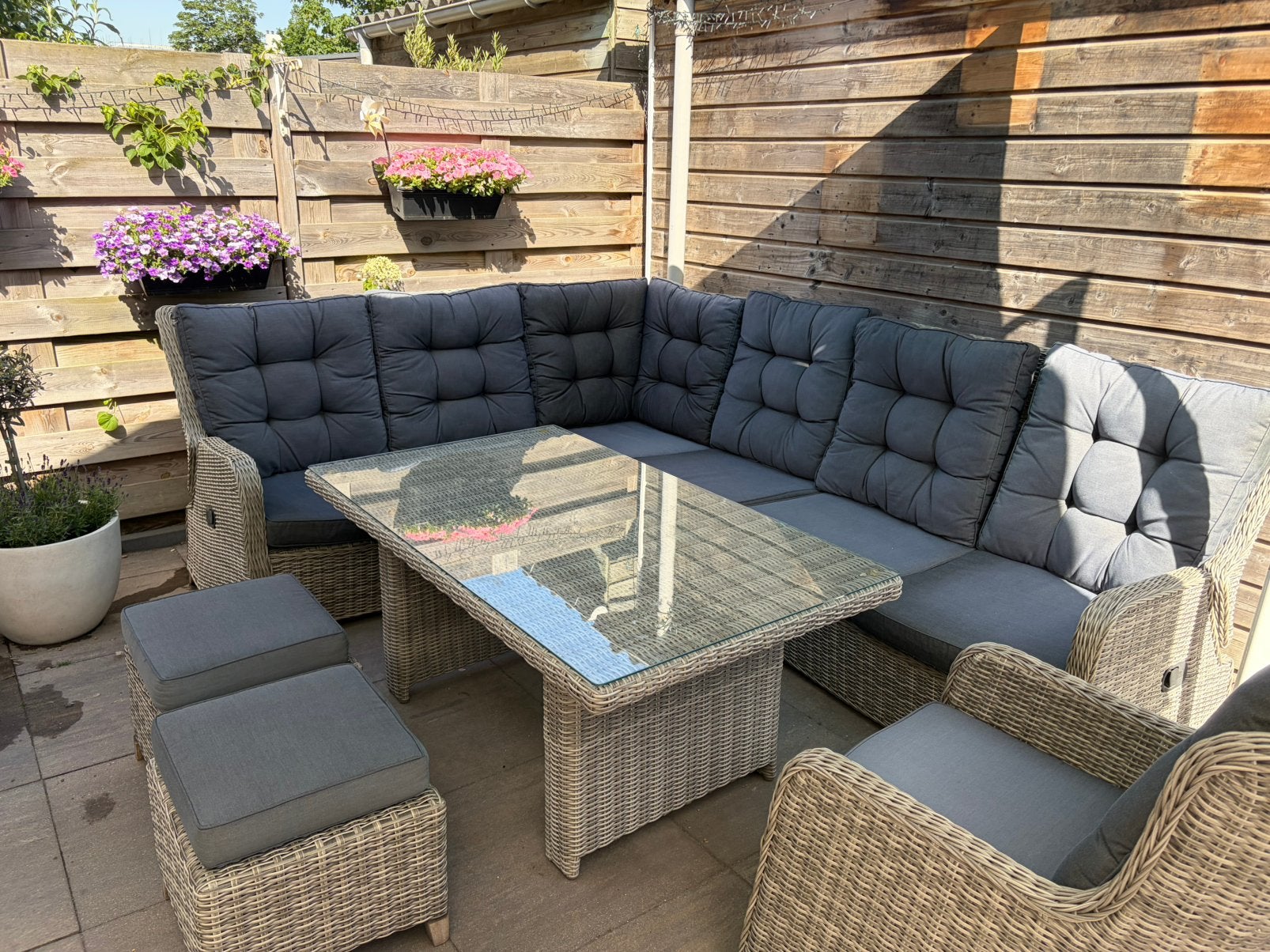 Hoek diner lounge set, Ophalen, Bank, Gebruikt, Rotan