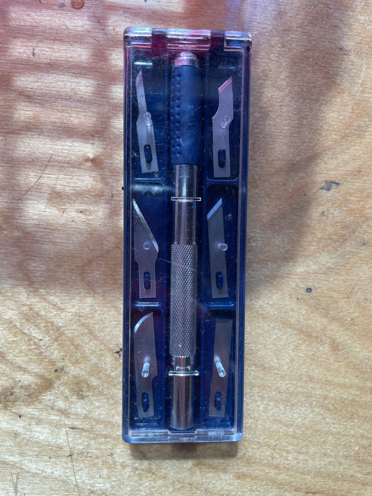 Hobbymes set met verschillende mesjes, Gebruikt, Geschikt voor karton, Gereedschap of Toebehoren, Blauw
