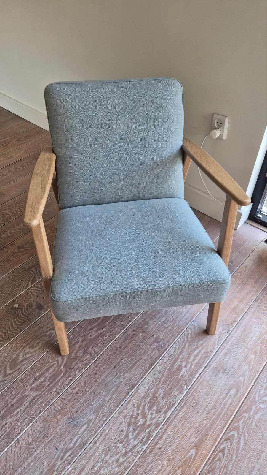 IKEA EKENÄSET fauteuil - eiken / Gunnared lichtgroen, Huis en Inrichting, Fauteuils, Ophalen, 75 tot 100 cm, Zo goed als nieuw