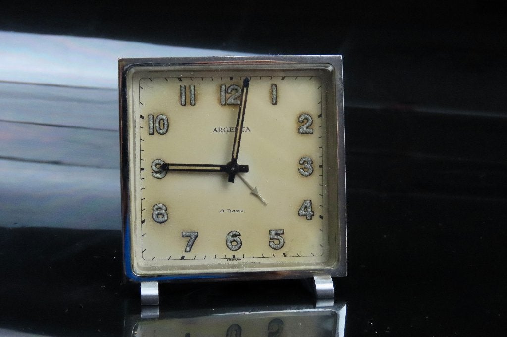 Antiek Zwitsers Art Deco wekkertje -Argenta - gemerkt, Ophalen of Verzenden