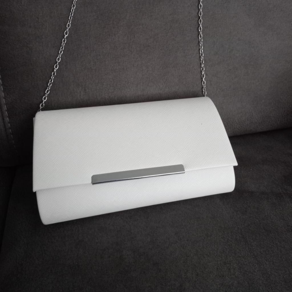 Elegante witte avondtas met zilveren ketting, Ophalen of Verzenden