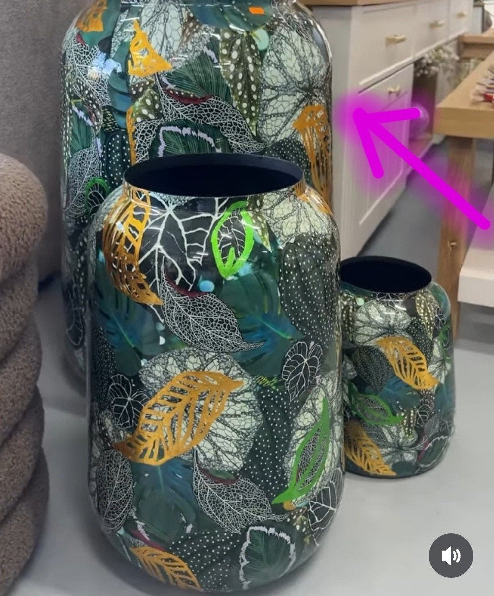 XXL Tropische Vaas Bloempot Jungleprint H62 x D43 NIEUW, Huis en Inrichting, Woonaccessoires | Vazen, Ophalen, Overige materialen