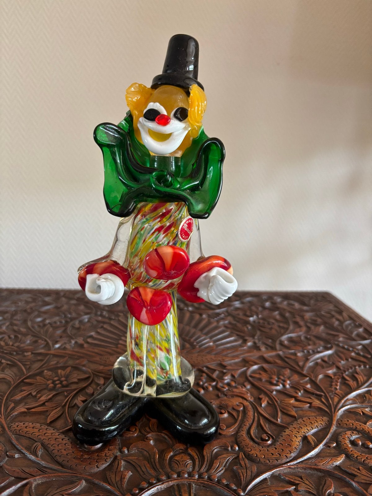 Glazen Clown Figuur - Handgeblazen Kunstobject, Ophalen, Zo goed als nieuw, Overige typen