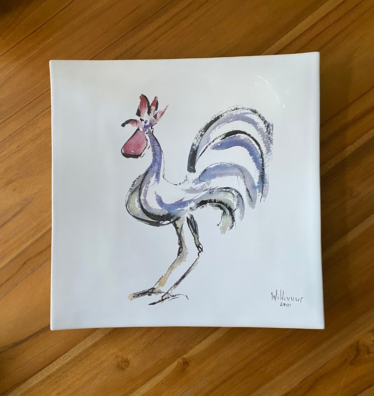 Maya Wildevuur "Haantje" Keramisch Sierbord (2001), Antiek en Kunst, Ophalen of Verzenden