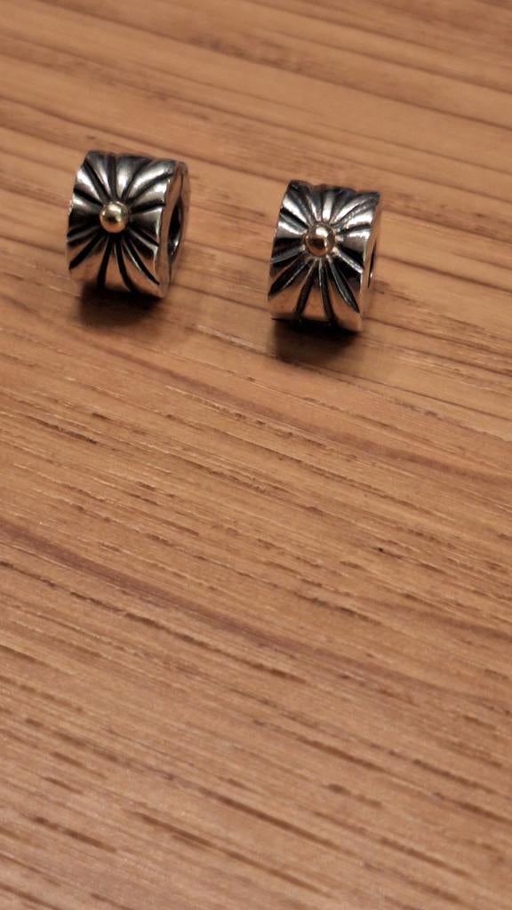Pandora zilveren clips met goud voor armband of ketting p.st, Ophalen of Verzenden, Zo goed als nieuw, Goud, Pandora