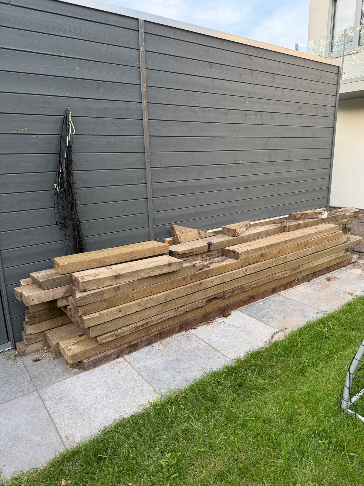 Partij oude houten balken, Doe-het-zelf en Verbouw, Hout en Planken, Gebruikt, Balk, Vuren, Ophalen