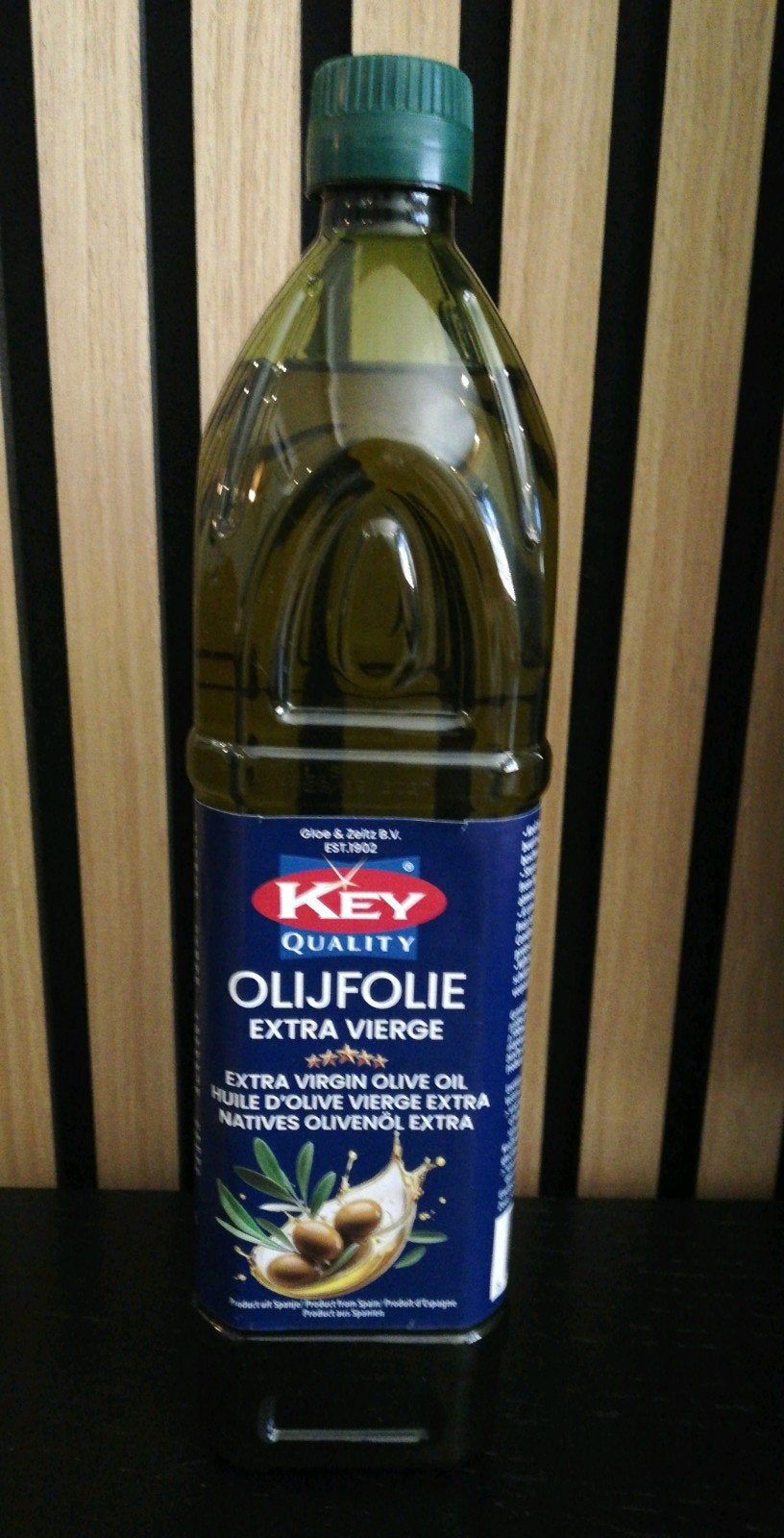 1 nieuwe literfles Key olijfolie extra vierge, Ophalen