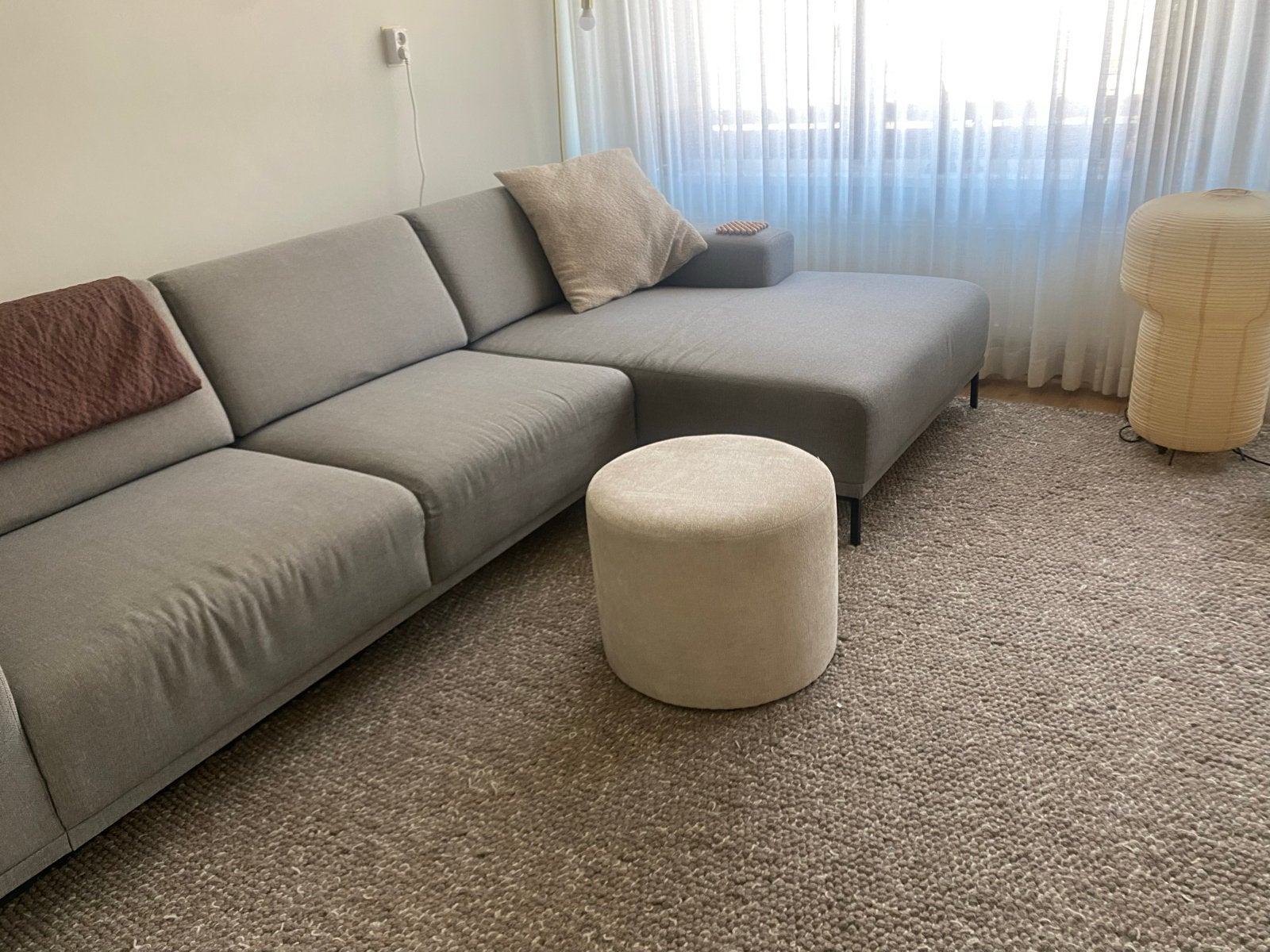 Nous Living Vloerkleed wol 290x200 cm lichtgrijs/bruin/ecru, Ophalen, Bruin, Zo goed als nieuw, 200 cm of meer