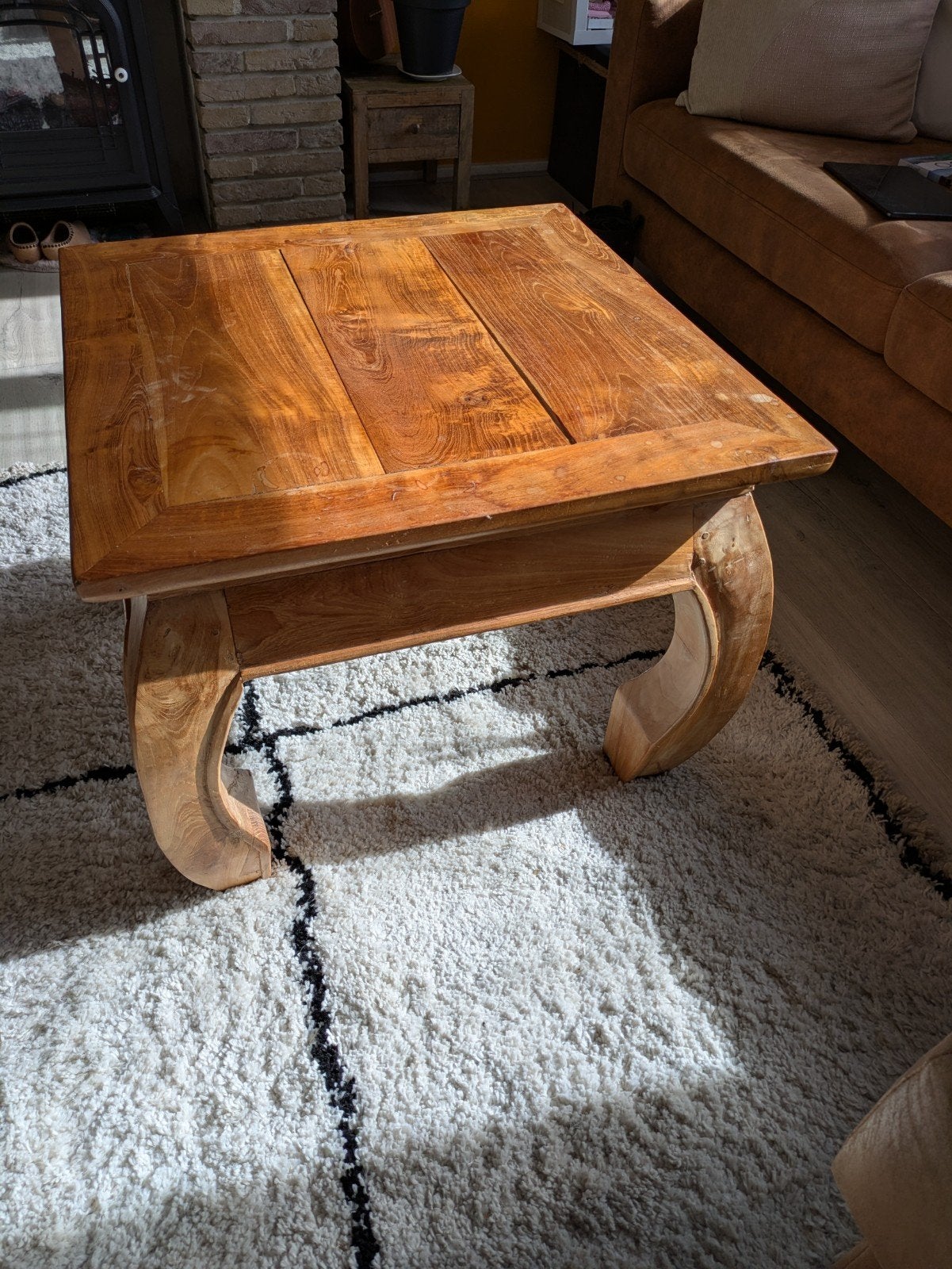 Houten opium salontafel 60x60, Ophalen, Gebruikt, 50 tot 100 cm, Vierkant