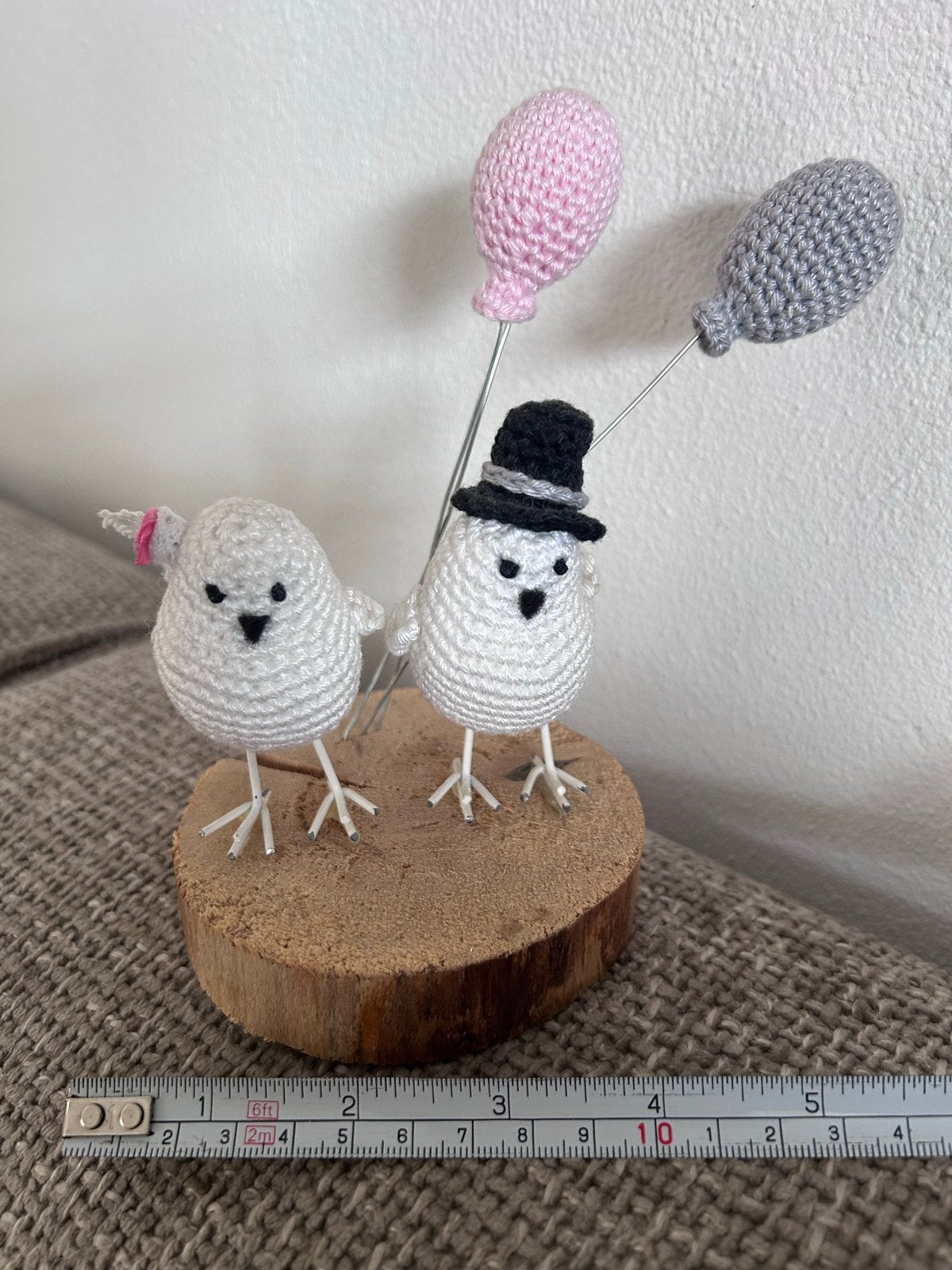Gehaakte Bruiloft bruid  Vogeltjes met Ballonnen Decoratie, Huis en Inrichting, Woonaccessoires | Overige, Meerkleurig, Overige stijlen