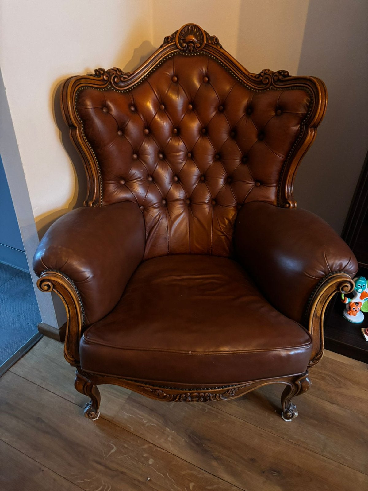 Bruin lederen antieke zetels, Antiek en Kunst, Antiek | Meubels | Stoelen en Banken, Ophalen
