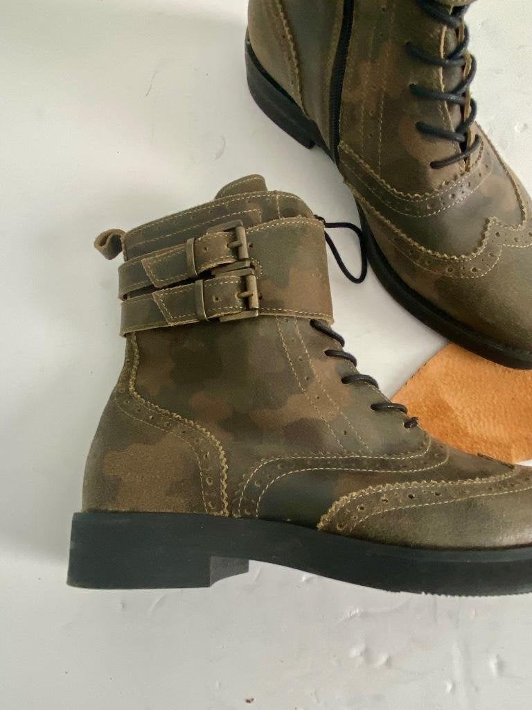 J478 DWRS maat 40 lage leren laarsjes leer boots schoenen, DWRS, Ophalen of Verzenden, Zo goed als nieuw, Groen