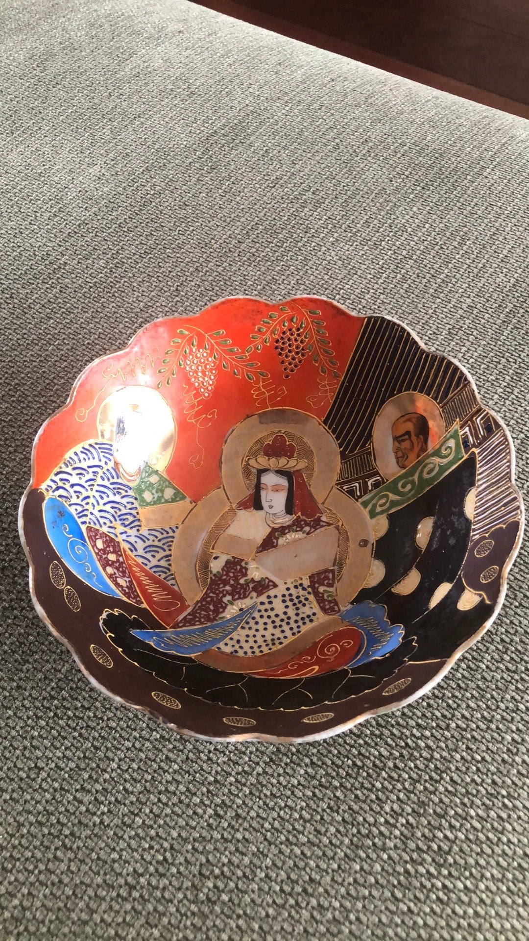 Vintage Japans Satsuma schaal, Ophalen, Gebruikt, Porselein of Keramiek, Schaal