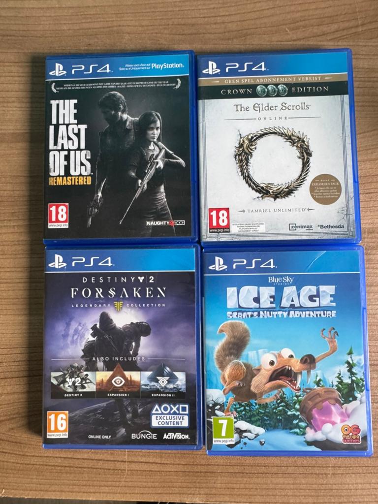 4 games sony playstation 4, Spelcomputers en Games, 1 speler, Ophalen, Zo goed als nieuw, Vanaf 3 jaar
