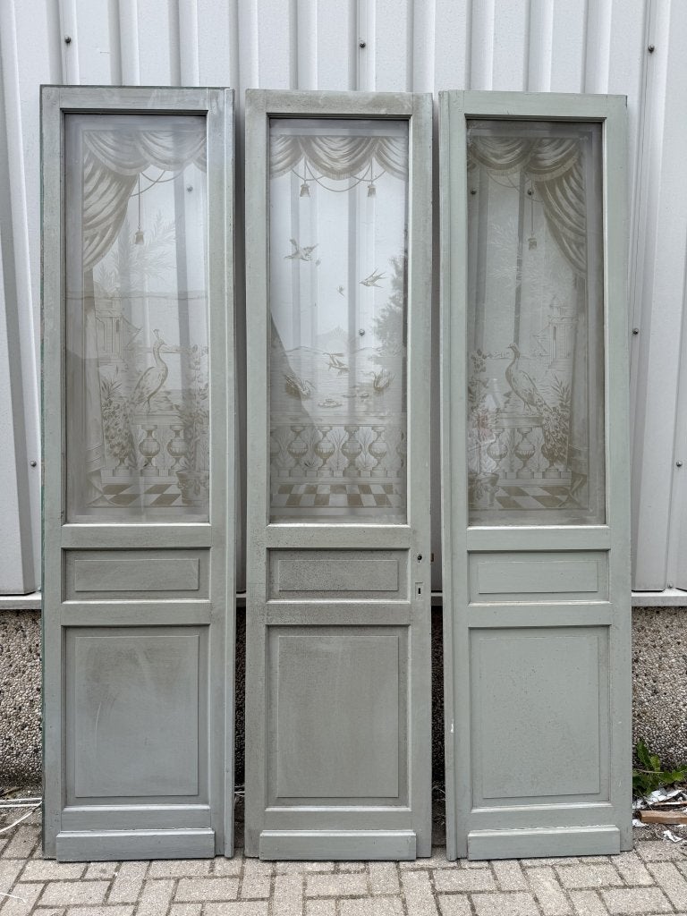 Prachtig drieluik met antiek geetst glas, La belle porte, Jurgen.hoogenboezem@gmail.com, Binnendeur, Ophalen of Verzenden