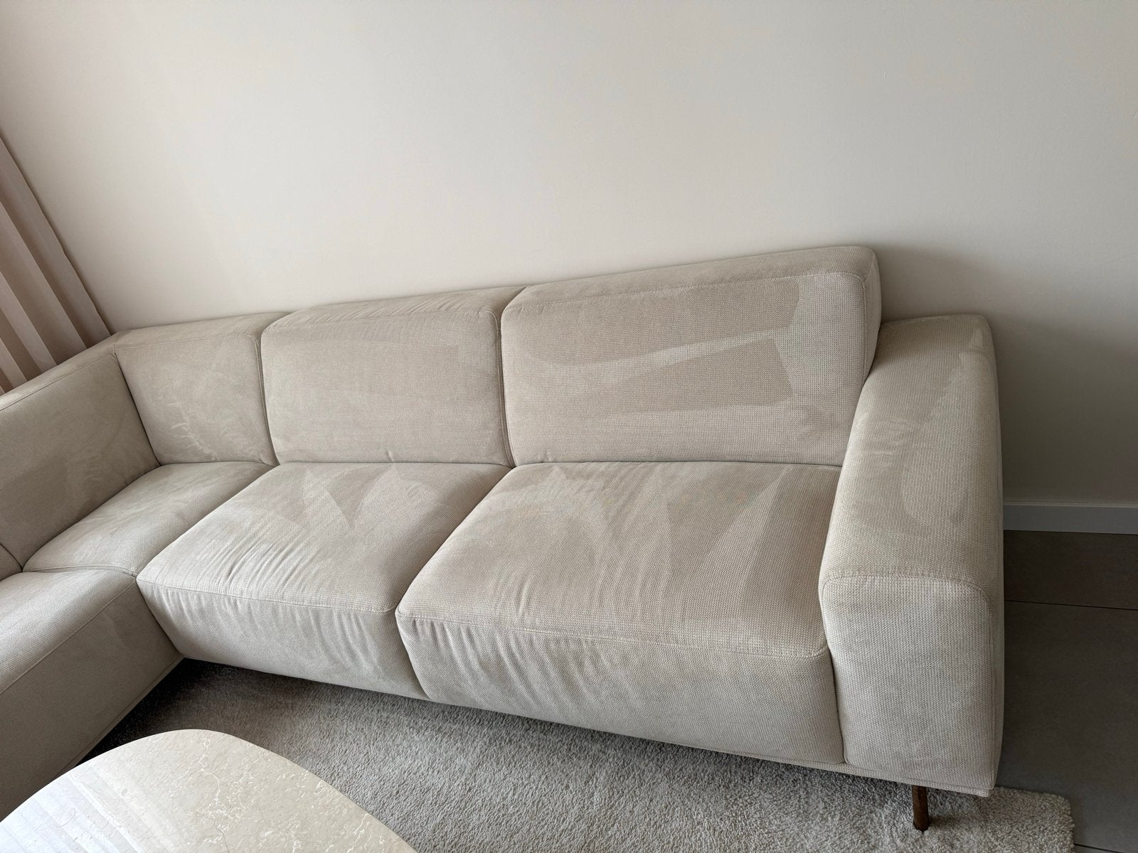 Comfortabele beige hoekbank 301x220cm - Zo goed als nieuw, Ophalen, 250 tot 300 cm, 100 tot 125 cm, Hoekbank