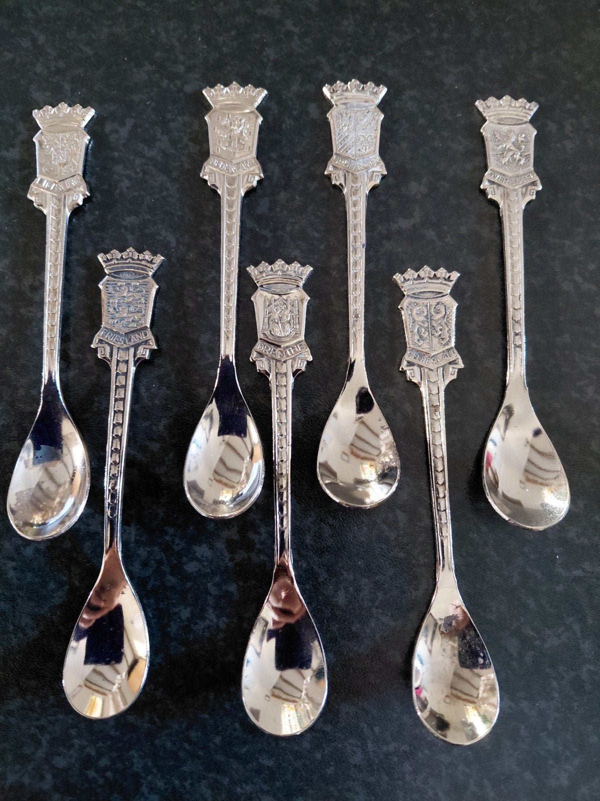 Verzilverde theelepels met wapens Nederlandse provincies, Antiek en Kunst, Ophalen of Verzenden