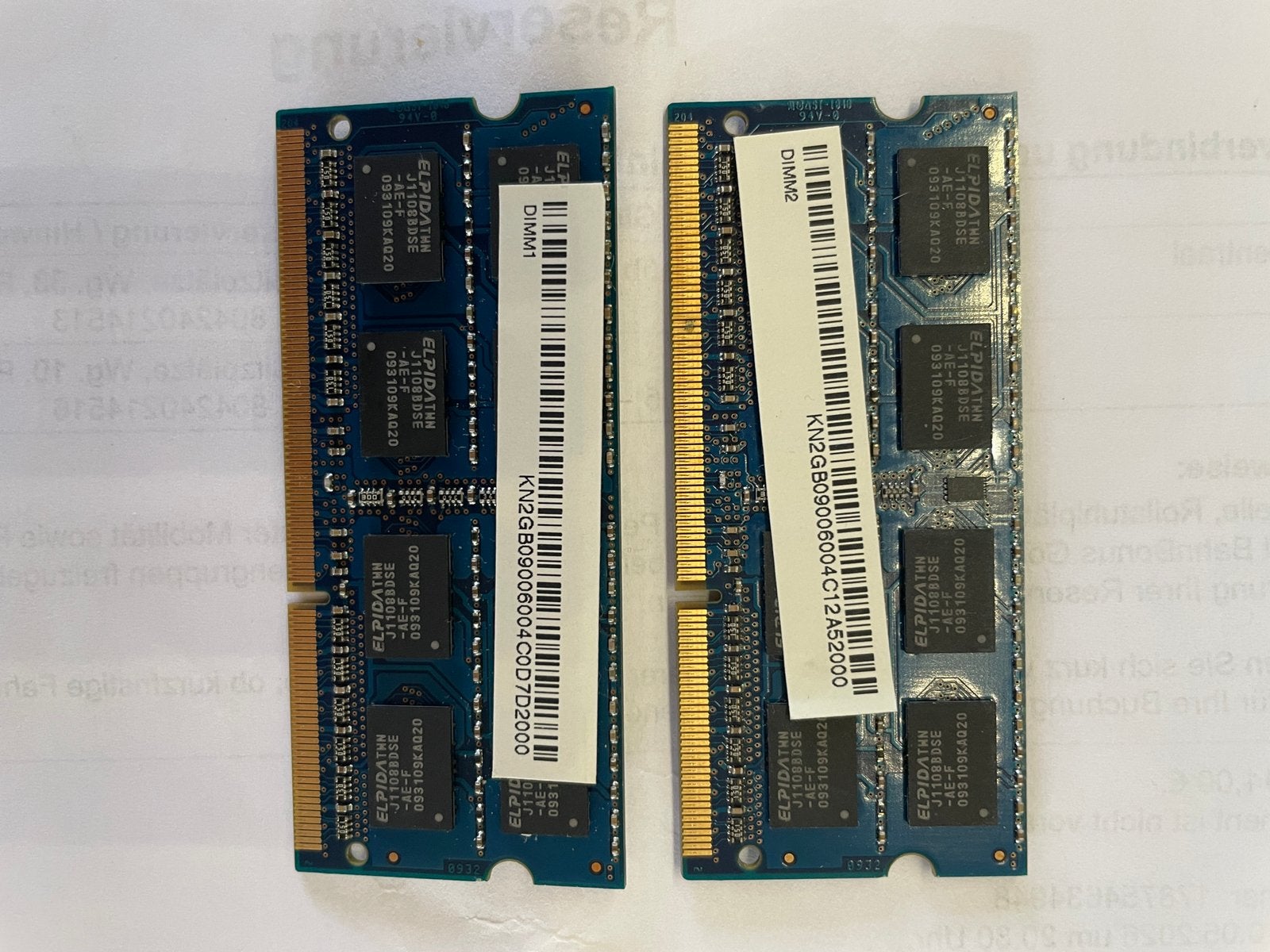 2 x 2GB 2Rx8 PC3-8500S-7-10-F1, Ophalen of Verzenden, Zo goed als nieuw, DDR3, Laptop