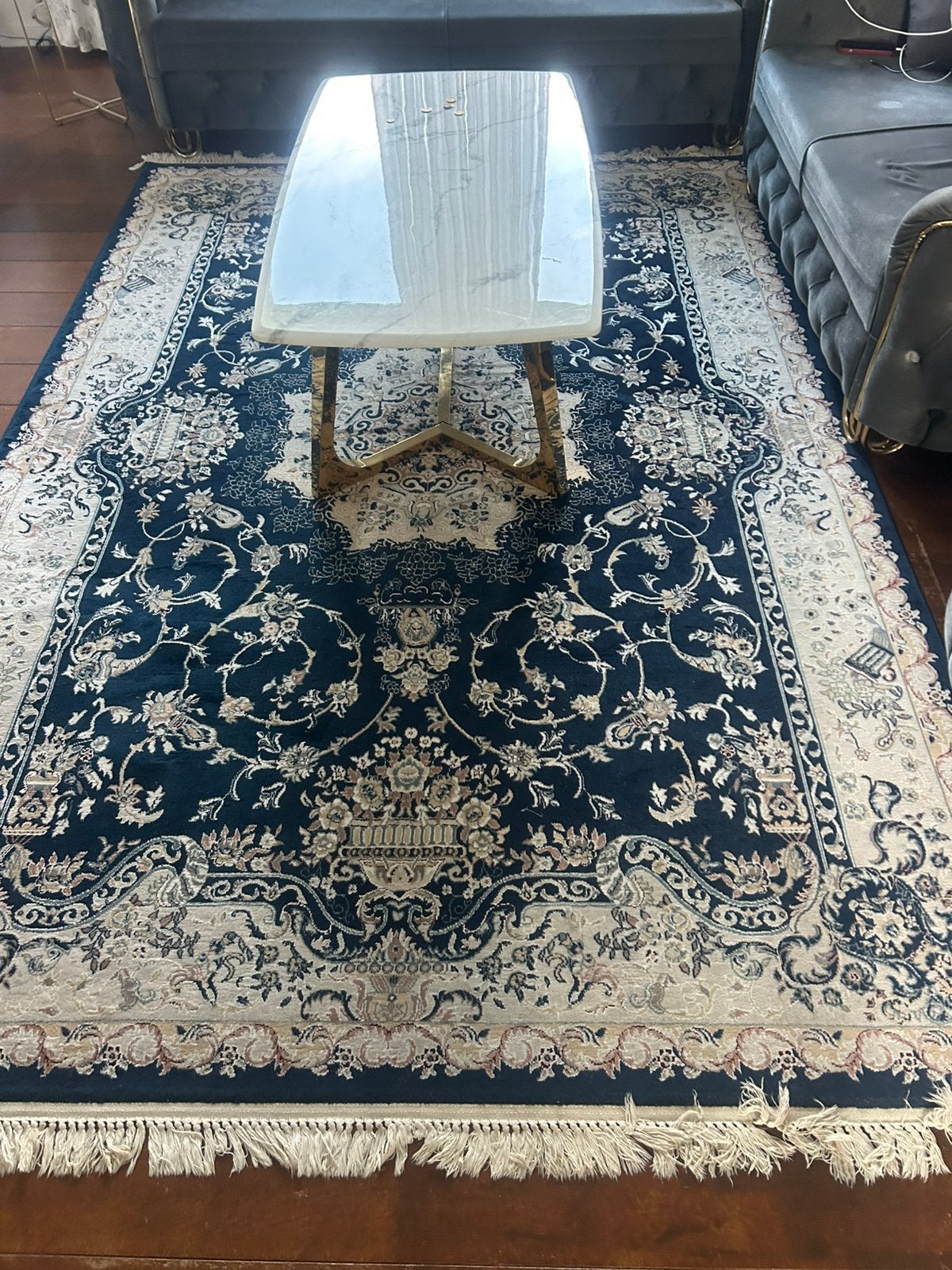 Tapijt 3x2 met lopertje 3x80, Blauw, 200 cm of meer, Ophalen of Verzenden, Zo goed als nieuw