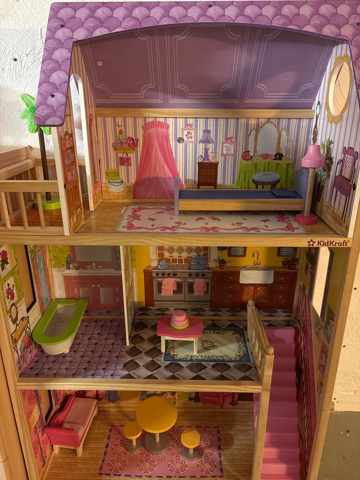 Groot KidKraft Houten Poppenhuis met Meubels, Ophalen, Zo goed als nieuw, Poppenhuis