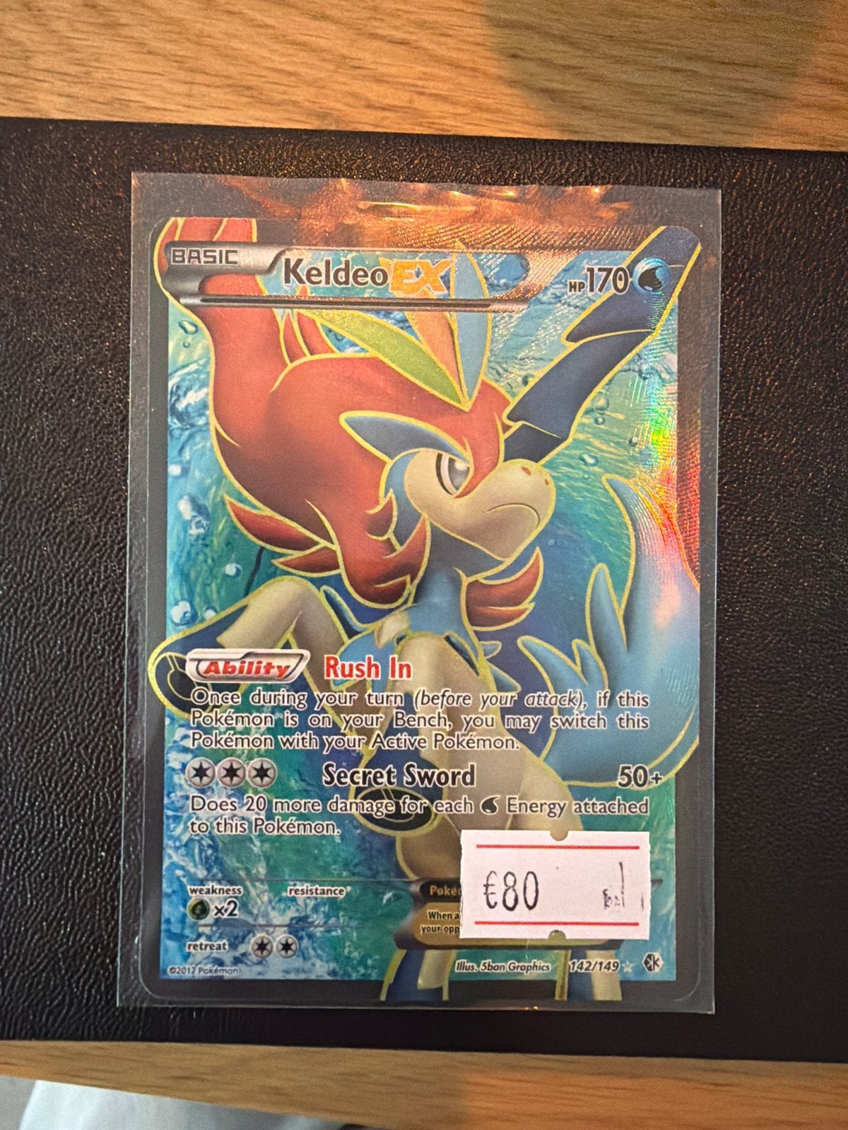 Pokémon Kaart Keldeo EX Full Art 142/149, Ophalen of Verzenden, Zo goed als nieuw, Losse kaart, Foil