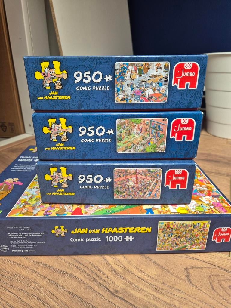 Jan van Haasteren Puzzels - 4 stuks 950 en 1000 stukjes, Ophalen of Verzenden, 500 t/m 1500 stukjes, Gebruikt, Legpuzzel