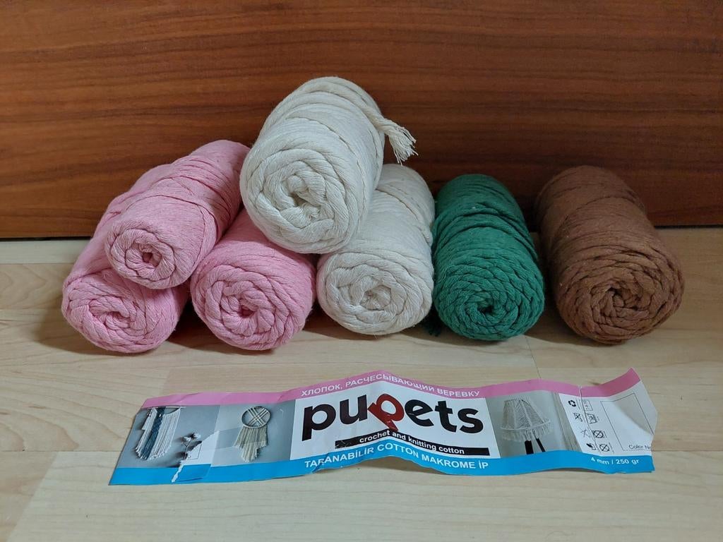 Pupets haak-/brei-/macramè katoen 4 mm dik garen, Hobby en Vrije tijd, Breien en Haken, Ophalen of Verzenden, Nieuw, Breien of Haken