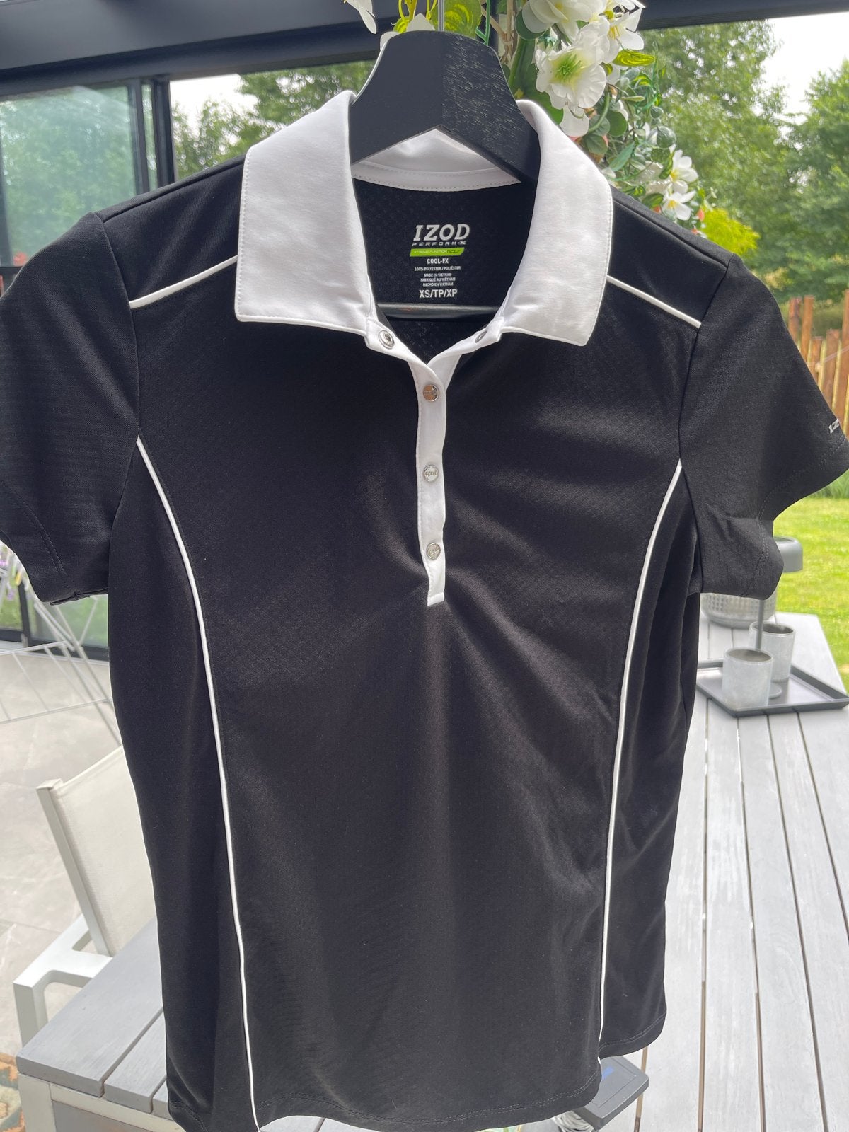 IZOD Performance Golf Polo Shirt Zwart XS, Zwart, Ophalen of Verzenden, Maat 34 (XS) of kleiner, Fitness of Aerobics