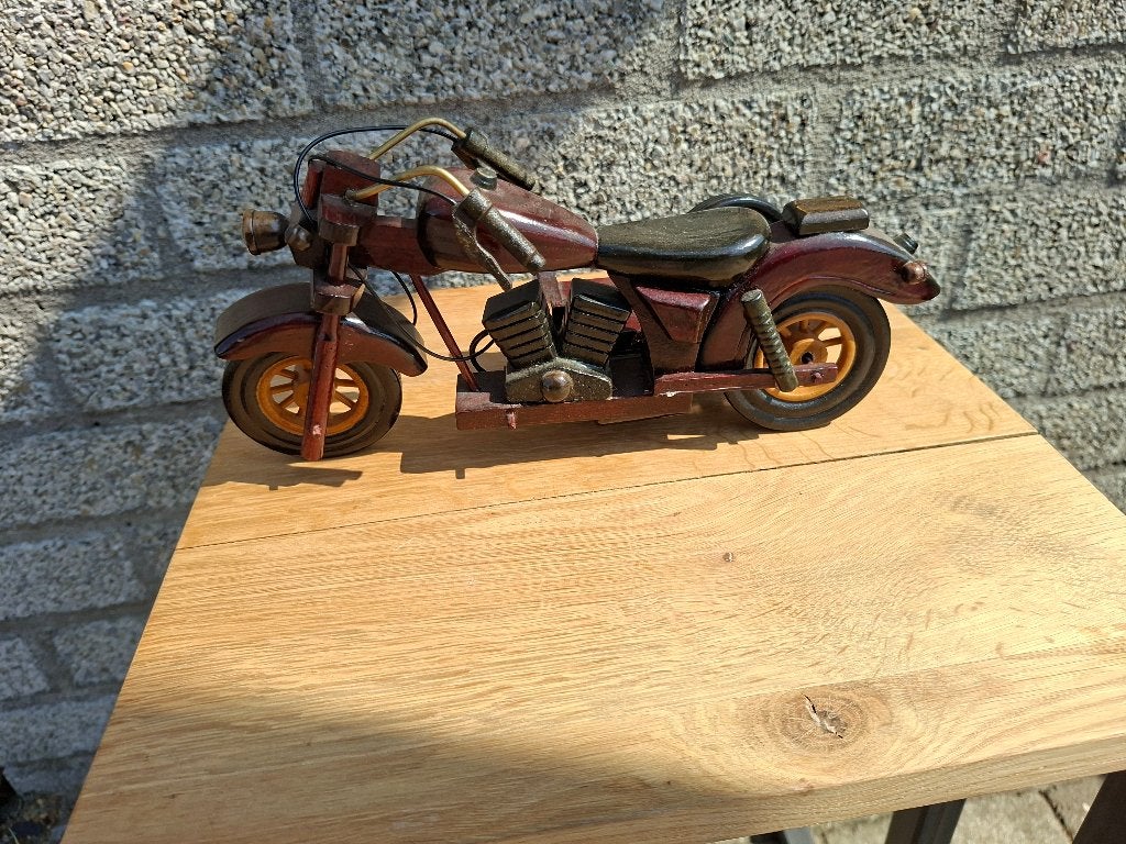 houtgemaakte houten motor met zijspan, Ophalen of Verzenden, Houtsnijwerk