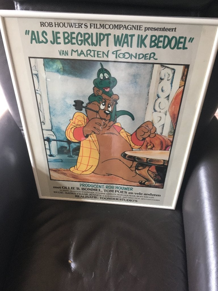 mooie ingelijste poster van ollie b.bommel, Verzamelen, Rechthoekig Staand, Met lijst, Ophalen of Verzenden, Zo goed als nieuw
