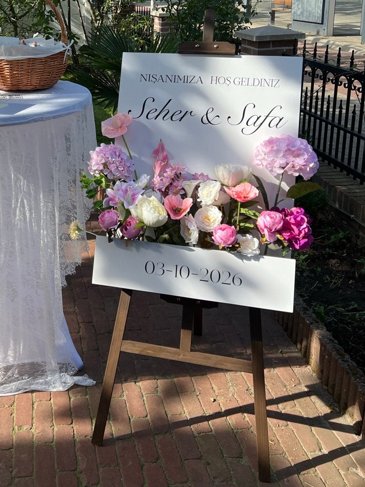 Welkomstbord bloemen, Ophalen of Verzenden, Zo goed als nieuw, Versiering, Geboorte of Huwelijk