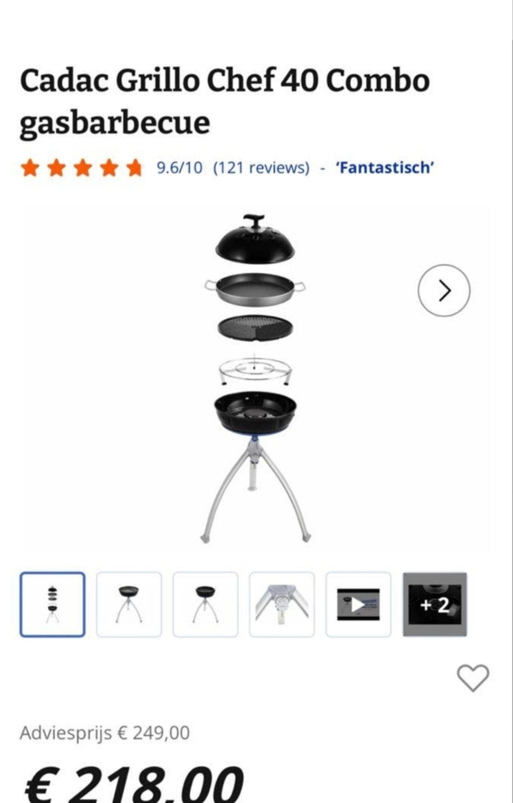 Cadac Grillo Chef 40 met paella pan en opbergtassen, Tuin en Terras, Gasbarbecues, Ophalen of Verzenden, Gebruikt, Cadac