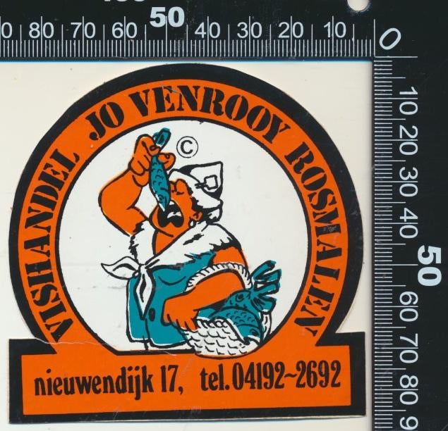 Sticker: Vishandel Jo Venrooy - Rosmalen, Ophalen of Verzenden, Zo goed als nieuw, Bedrijf of Vereniging
