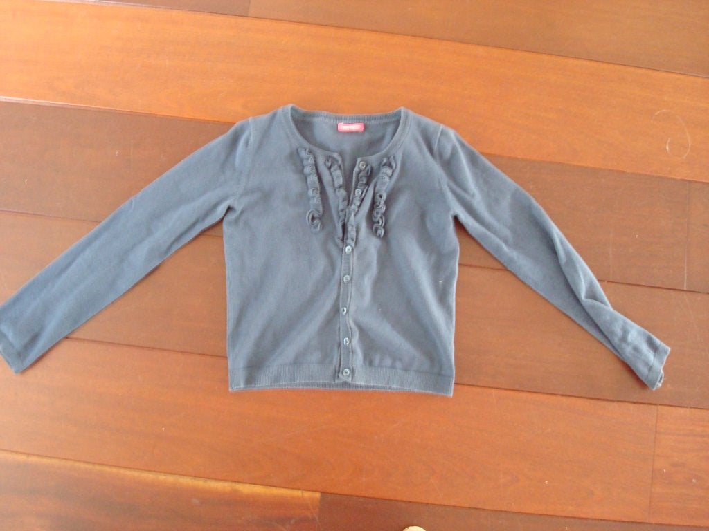 leuk blauw katoenen vestje met ruches, mt 146, Trui of Vest, Zo goed als nieuw, HEMA, Verzenden